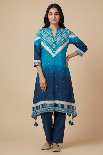 Effortless Glamour Rama Peacock Cotton Silk Readymade Suit Set