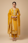 Mustard Cotton Unstitched Salwar Suit With Cotton Dupatta