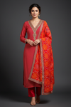 Rani Chanderi Cotton Unstitched Salwar Suit With Chinon Dupatta