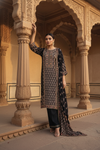 Bold Statement Black Tissue Readymade Suit And Pant With Chinon Dupatta