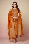 Mustard Cotton Unstitched Salwar Suit With Cotton Dupatta