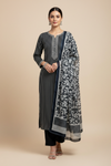 Black Cotton Unstitched Salwar Suit With Cotton Dupatta