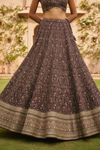 Garnet Georgette Lehenga Set And Net Dupatta With Readymade Blouse