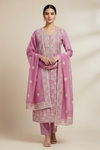 Mauve Cotton Unstitched Salwar Suit With Cotton Dupatta
