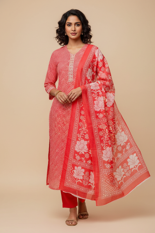 Corel Cotton Unstitched Salwar Suit With Cotton Dupatta