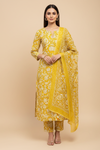 Mustard Cotton Unstitched Salwar Suit With Cotton Dupatta