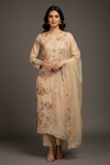 Mango Gold Cotton Unstitched Salwar Suit With Cotton Dupatta