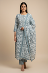 White Cotton Unstitched Salwar Suit With Cotton Dupatta