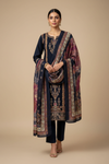 Black Muslin Crepe Unstitched Salwar Suit With Muslin Crepe Dupatta