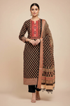 Black Cotton Unstitched Salwar Suit With Cotton Dupatta