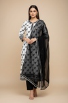 Black Cotton Unstitched Salwar Suit With Cotton Dupatta