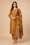 Mustard Muslin Crepe Unstitched Salwar Suit With Muslin Crepe Dupatta