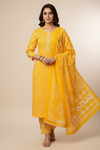 Mustard Cotton Unstitched Salwar Suit With Cotton Dupatta