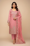 Gajari Organza Unstitched Salwar Suit With Chiffon Dupatta