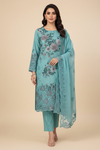 Mint Green Cotton Unstitched Salwar Suit With Cotton Dupatta