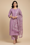 Mauve Cotton Unstitched Salwar Suit With Cotton Dupatta