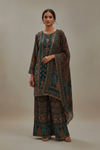 Mint Green Crepe Readymade Sharara Set With Crepe Dupatta