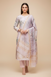 Mauve Cotton Unstitched Salwar Suit With Cotton Dupatta