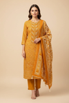 Mustard Cotton Unstitched Salwar Suit With Cotton Dupatta