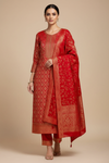 Coral Cotton Unstitched Salwar Suit With Cotton Dupatta