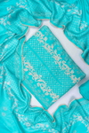Tea Green Cotton Unstitched Salwar Suit With Cotton Dupatta