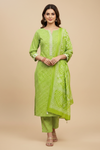 Pista Cotton Unstitched Salwar Suit With Cotton Dupatta