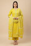 Lemon Gold Cotton Unstitched Salwar Suit With Cotton Dupatta