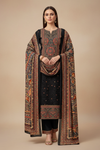 Black Crepe Unstitched Salwar Suit With Crepe Dupatta
