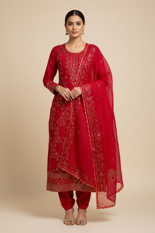 Rani Shimmer Unstitched Salwar Suit With Shimmer Dupatta