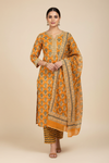 Mustard Cotton Unstitched Salwar Suit With Cotton Dupatta