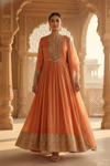 Graceful Flow Peach Tissue Readymade Suit And Pant With Net Dupatta
