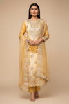 Mango Gold Organza Unstitched Salwar Suit With Dupatta