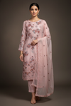 Peach Cotton Unstitched Salwar Suit With Cotton Dupatta