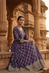 Draped in Royalty Purple Dolna Floor Length Readymade Suit And Pant With Chinon Dupatta
