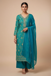 Rama Cotton Unstitched Salwar Suit With Chiffon Dupatta