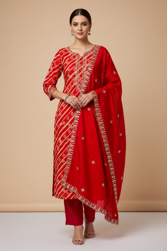 Rani Dola Unstitched Salwar Suit With Cotton Dupatta