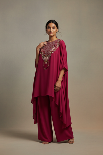 Rani Crepe Readymade Suit with Sharara set