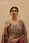 Gajari Georgette Readymade Sharara Set With Georgette Dupatta