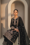 Bold Statement Black Chinon Readymade Sharara Set With Chinon Dupatta
