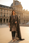 Bold Statement Black Chinon Readymade Sharara Set With Chinon Dupatta