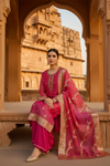 Timeless Elegance Rani Tissue Readymade Suit Set And Pant With Tissue Dupatta