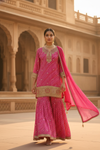 Timeless Elegance Rani Chinon Readymade Sharara Set With Chinon Dupatta