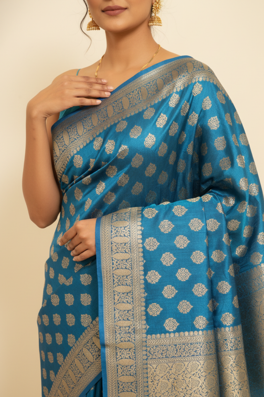 Statement Look Peacock Banarasi Silk Saree With Unstitched Blouse
