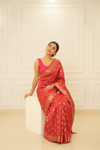 Heritage Heirloom Maroon Banarasi Silk Saree With Unstitched Blouse