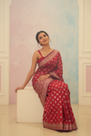 Heritage Heirloom Maroon Banarasi Silk Saree With Unstitched Blouse