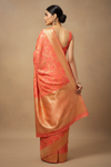Graceful Flow Peach Banarasi Silk Saree With Unstitched Blouse