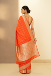 Nature’s Own Couture Rust Banarasi Silk Saree With Unstitched Blouse