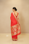 Grace Redefined Red Banarasi Silk Saree With Unstitched Blouse