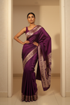 Step Into The Spotlight With Magenta Banarasi Silk Saree With Unstitched Blouse