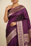 Step Into The Spotlight With Magenta Banarasi Silk Saree With Unstitched Blouse